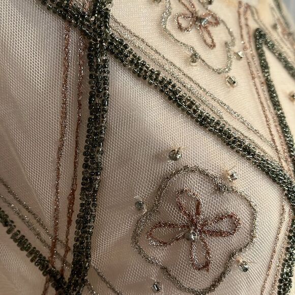 Free People boho intricately beaded embroidered blush sheer top XS TP LOOSE FIT - Picture 12 of 17